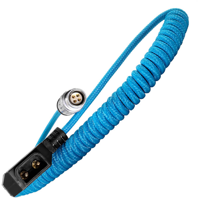 Kondor Blue Coiled D-Tap to Female LEMO 4 Pin for C200